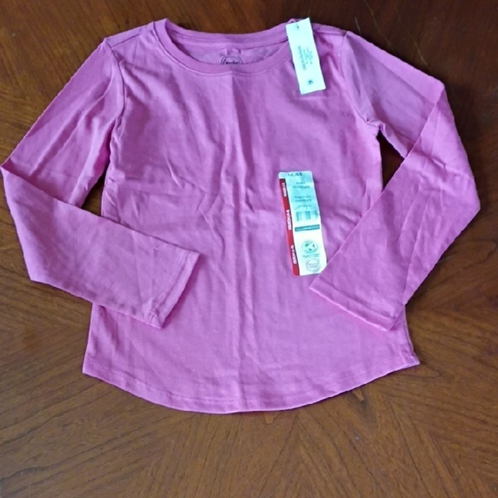 (1068) Pink Long Sleeve Kids Shirt - Size: XS 4/5